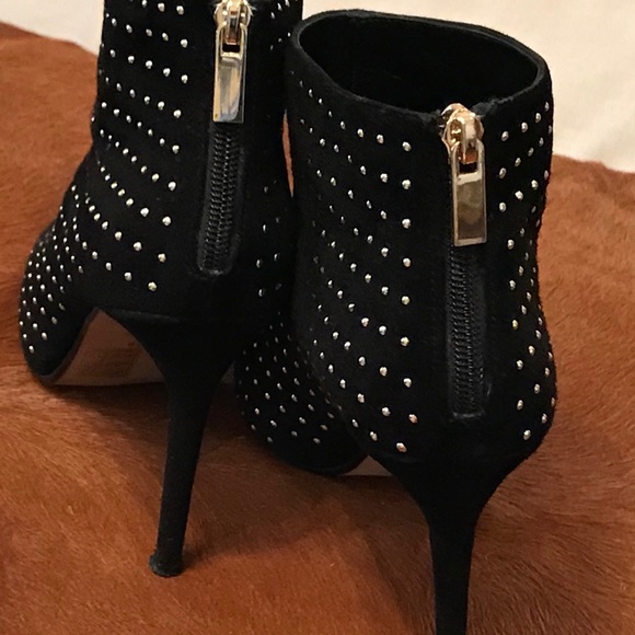 💄RAYE Tori Booties Black studded boots. size 38 7.5 Crystal Diamond Studs Suede - Picture 8 of 16